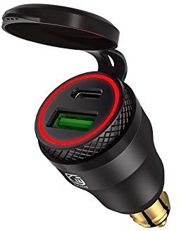 USB-Zigarettenanzünder-Adapter für BMW Motorrad DIN/Hella EU Stecker - Dual Ladegerät Adapter Steckdose USB C PD 3.0 & QC 3.0 Schnellladung Buchse für Motorrad Boot LKW Wohnwagen ATV