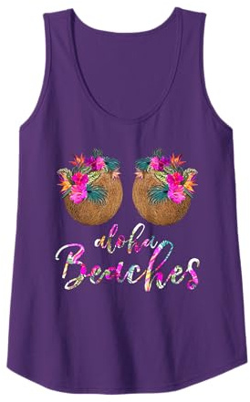 Femme Chemise humoristique Hawaii Aloha Beach avec soutien-gorge en noix de coco Débardeur