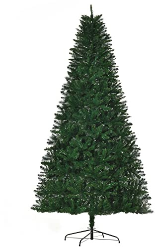 HOMCOM Árbol de Navidad Artificial 240 cm Ignífugo 1499 Ramas Verde | 2 Tipos de Puntas de PVC, Base Plegable, Soporte de Acero, Decoración Navideña de Interior
