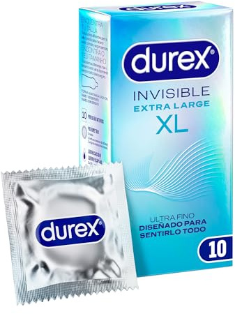 Durex Preservativos Invisible XL, Ultra Fino Diseñado para Maximizar Sensaciones, 10 condones XL