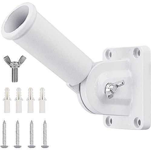 Verstellbare Fahnenmasthalterung, Wandhalterung, verstellbare Halterung mit Schrauben, Metall-Fahnenmast-Basis für Flaggen, Windsack, Basisflaggenmast, Garten, Haus, Outdoor, Terrasse (weiß)