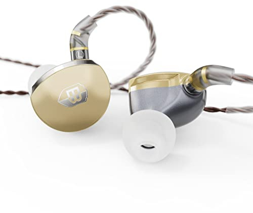 BASN MTPro in Ear Monitors, 14.5mm Planar HiFi IEM Headphones with CNC Process and 4-Core Litz OCC Single-Crystal Copper Cable for Musicians(Champagne Gold)