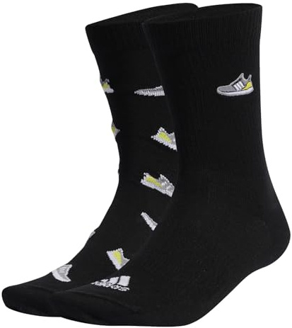 adidas Unisex Run x Ultraboost Shoe Love Graphic Socks 2 Pairs, Black/White, 42-45