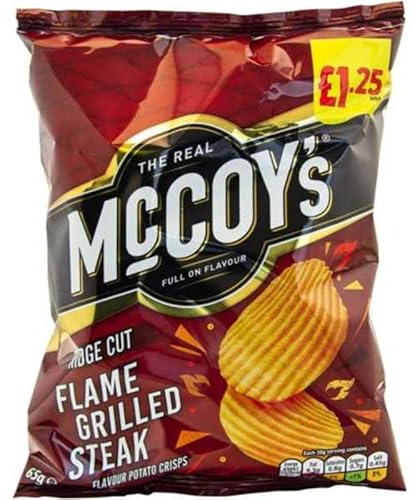 McCoy's Flame Steak Croustilles croustillantes grillées 65 g – Boîte de 20
