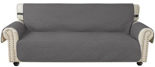 Ystyle Sofa Überzug 4 Sitzer - wasserdichte Sofabezug Mit Armlehnen, Sofaschoner rutschfest, Sofaüberwurf, Couch Überzug, Sofaschutz, Sofa Cover Protector Für Haustier Katze Hunde, Hellgrau