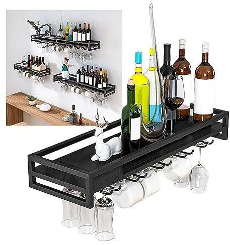 LIGUOYI Weinglasregal Wandbefestigung, Weinglashalter Schwarz/Gold/Weiß Stielgläserregal, Langlebig Weinregal Aus Metall An Der Wand Mit Schrauben Für Küche Bar Schreibtisch Kelch Aufbewahrung