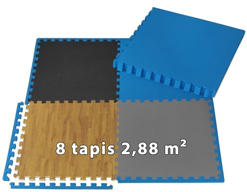 ALPIDEX Bodenschutzmatte 8er Set 2,88 m² 60x60 cm Puzzlematte Sportgeräte | Schutzmatten, Trainingsmatte, Unterlegmatte, EVA Schaumstoff, Stecksystem, schadstofffrei, Turnmatte, Gymnastikmatte, Pool