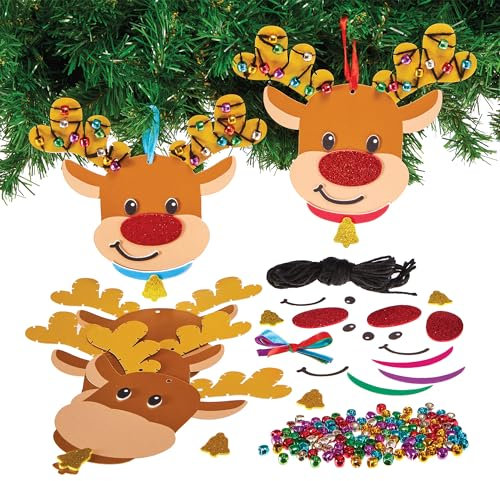 Baker Ross FX805 Pärltrådssatser med renar och juleljus - 5-pack, juldekorationer och pyssel för barn