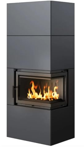 Kratki Kaminofen Simple 8 - rechts | Bauart 1 | Bausatz schwarz | 8 kW