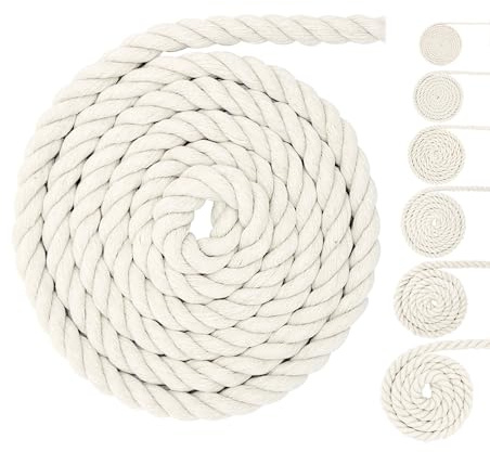 Thick Cotton Rope - White, 12mm, 5M - Soft Rope for Macrame, Home Decoration & Garden Plant Hangers