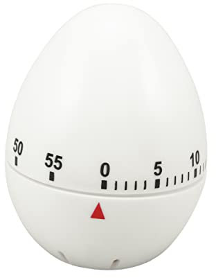MAGICLULU Egg Shape Mechanical Timer White ABS Metal Manual Kitchen Countdown Timer for Baking Frying Eggs Pancakes Cookies Home and Classroom Use