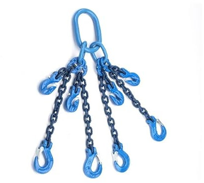 Joma-Tech 4-Strang Anschlagkette 2m GK10 10mm blau mit Sicherheitshaken und Verkürzungsklaue
