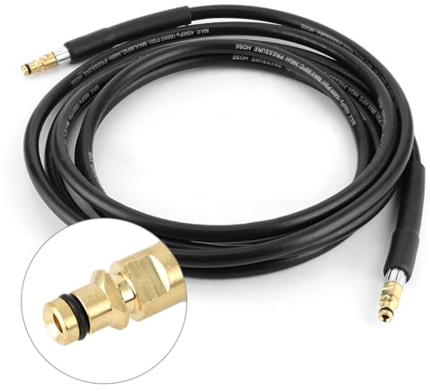 KIMISS Pressure Washer Hose, 10m/32.8ft High Pressure Washer Water Clean Hose, Car Cleaning Pipe Replacement for Karcher K2 K3 K4 K5, Steel with Rubber Outer Layer, Schwarz