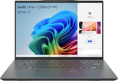 ACER Swift SF14-11-X54K, Ordinateur Portable Copilot IA 14.5'' WQXGA IPS 120Hz (Qualcomm Snapdragon X Plus, RAM 16Go, 1024Go SSD, Qualcomm Adreno, Windows 11 Famille) Clavier AZERTY, Laptop Gris