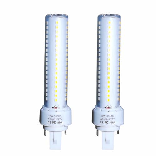 YinzPlus LOT de 2 5.79 pouces Ra 90 G24D-1 24D-2 24D-3 24D-4 LED Ampoule 12 watts 1200 lumens Blanc Chaud 3000K Se Brancher 2 épingle PL Lampe Compacte PL-C LED Tube CFL Lumière
