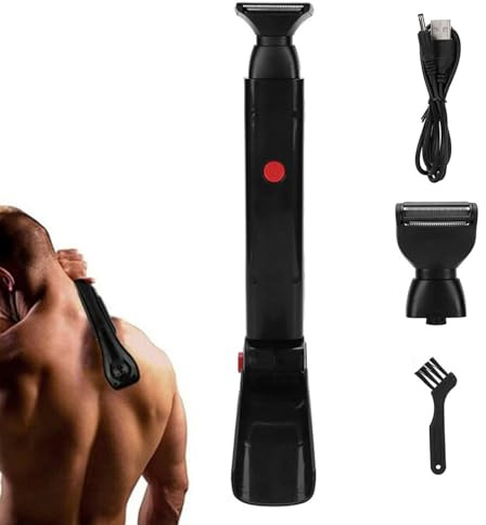 Tondeuse de corps - Rasoir électrique pour le dos et tondeuse pour l'enlèvement, rasage du corps pliable avec poignée ergonomique pour hommes, femmes, adultes