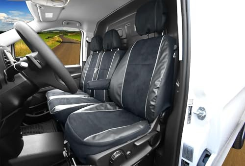 Z4L Sitzbezüge passend für Mercedes VITO 447 2014-2023 - 3 Sitzer - Velourimitat mit Kunstleder Schwarz, Rot, King - Passgenau