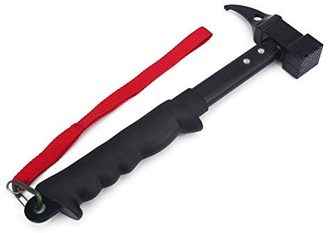 Campinghammer, hochfester Hammer mit Metallkopf und Gummigriff, Rahmenhammer mit Lanyard-Nagelzieher für Outdoor-Camping, Heimwerker-Holzarbeiten