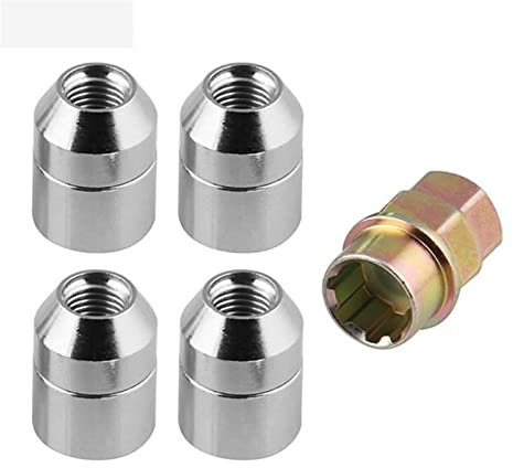 CXVFY Universal M12x1.5 Radmuttern mit Sicherungsring 4 Sicherungsmuttern mit Diebstahlsicherung + 1 Schlüsselsatz 4 * Innengewinde 1 * Mutter mit Diebstahlsicherung Reifenmutter