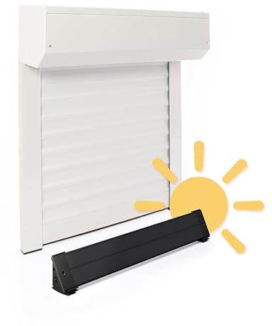 Volet Roulant Solaire Autonome Ajustable en Aluminium h220 x l150 cm- Coloris Blanc- Montage Facile, pour Fenêtre et Porte fenêtre
