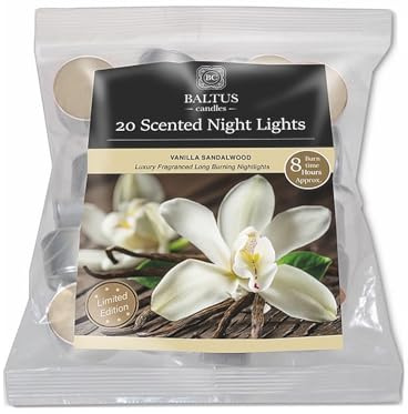 20pcs Vanilla & Sandalwood Scented Tea Light Candles Long Burning Fragranced