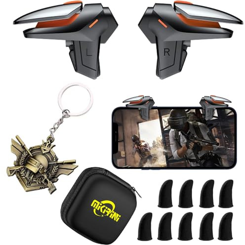 Mikirini 13 in 1 Mobile Phone Game Controller for iPhones & Android Phones, 2 Gaming Triggers Cell Phone Gaming Triggers compatible with PUBG Mobile/Fortnitee Mobile/Call of duty Mobile/Apex