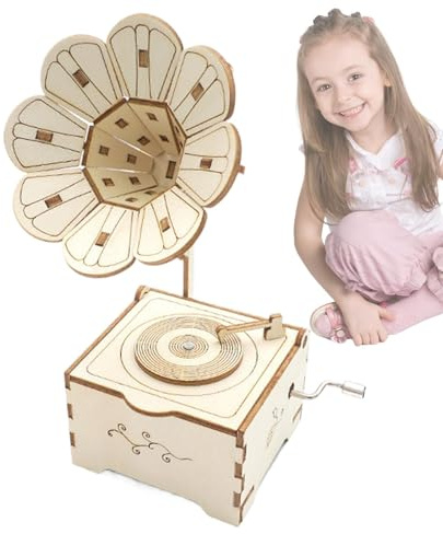 Modèle de gramophone en bois - Boîte à musique de puzzle pour adultes | Kit de phonographe en bois fait main, jouet de puzzle éducatif, décoration de bureau et activité créative pour se détendre