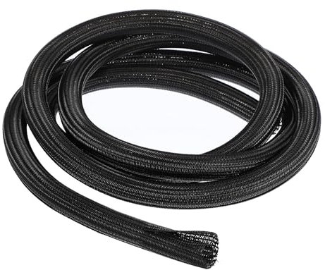 QUARKZMAN 10 pies - 1 pulgada Split Sleeving, revestimiento de cable trenzado, gestión de cables de PET, protector de cables, para dispositivos de oficina y hogar, color negro