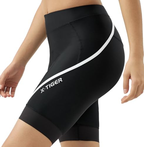 X-TIGER Pantaloncini Ciclismo Donna con Imbottito MTB Ciclismo Corti Bicicletta Traspiranti Pantaloni Bici con Tasche
