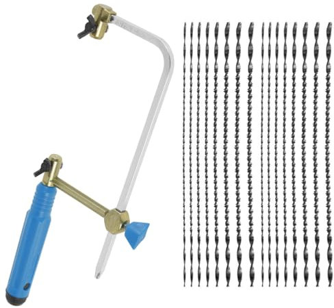 Fyeme Coping Saw Säge mit schweren Metallhandsäge schnelles Schneiden Nicht rutscher Hacksäge mit 16 Ersatzstahlsägen-Klingen-Holzbearbeitungswerkzeugkit zum Schneiden von Holzplastik Plastik Metall