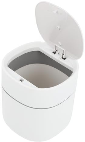 Poubelle Domestique de Bureau à Couvercle Rabattable Compacte Blanche