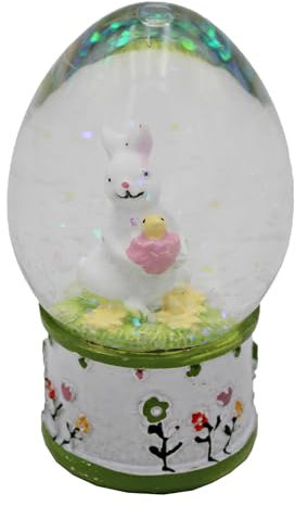 Easter Egg Shaped Mini Glitter Water Ball Decoration (Easter Bunny With Chick 8735)