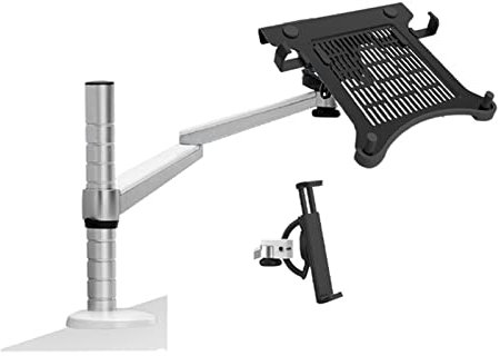 JEQGDLUI OA-1S Aluminio Doble Brazo Giratorio LCD Monior Holder + Laptop Holder Stand Table F 9 Pulgadas 10 Pulgadas Pad Soporte de Escritorio(OA-13S)