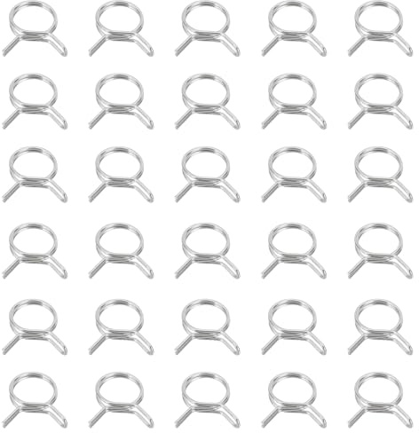 PATIKIL Double Wire Spring Hose Clamps, 32 Pcs for 14.5-15.3mm OD 0.55(14mm) ID 304 Stainless Steel Spring Clip Pipe for Fuel Line Silicone Vacuum Air Hose Tube Water Pipe, Silver