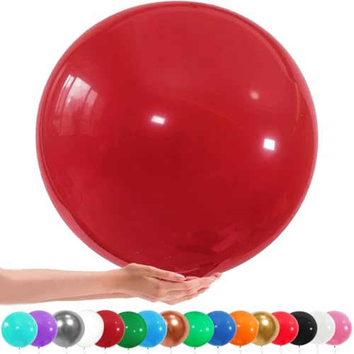 LUKIUP Stora ballonger, 6 stycken djupröda ballonger xxl, 36 tums ballonger, 90 cm stor djupröd ballong, jätteballonger för halloween, födelsedagar, bröllop, alla hjärtans dag