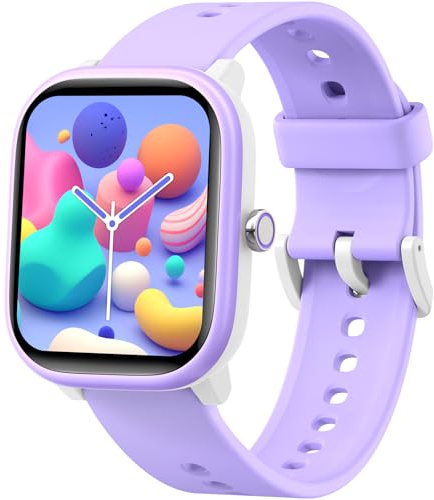 Kids Wach for Girls Boys 6-15 Year Old - Smart Watch for Kids 1.8 Fitness Tracker,No Phone needed,Pedometer Sleep Monitor Heart Rate Waterproof,Puzzle Game for Girls Boys Teens Birthday Gift (Purple)