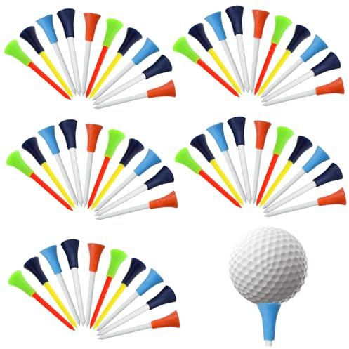 Wedhapy 50pcs Golf Tee 3, 27 Zoll Gummi -Golf -T -Shirts tragbare leichte unzerbrechliche T -Shirts Plastikausrüstung für Training und Spiele