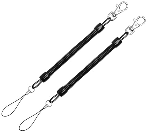 Verazquy 2Pcs Springs Keychain, Retractable Coiled Straps Spring Safety Keychain Spiral Stretchy Safety Lanyard Cord Holder Strap with Lobster Clasp, Elastic Key Pendant Coiled Cord for Fishing Tools