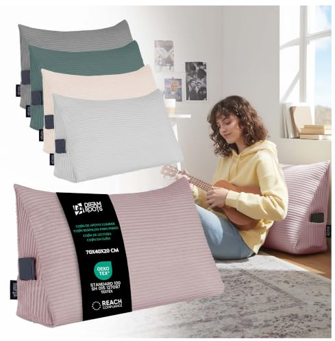 DreamRoots Cojín Lectura Cama, Respaldo Triangular Sofá, Rosa Claro
