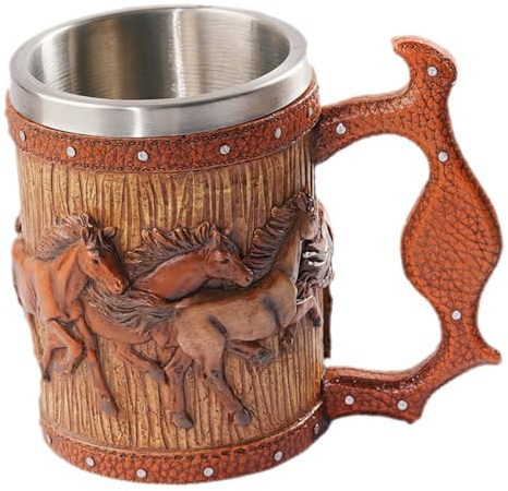 Toyvian Chope à Bière Viking Rétro En Résine, Grosse Capacité, Gobelet Créatif Style Tonneau, Pour Bar Et Maison, Pour Whisky, Vodka Et Boissons Variées