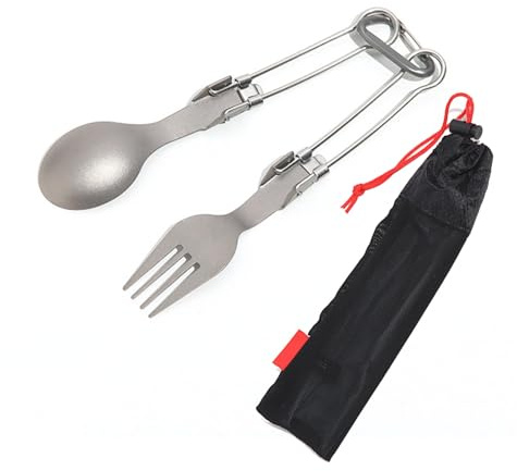 BUBEFSKD Klappbares Campingbesteck Set Aus Metall Tragbar Für Picknicks Freien Besteck Geschirr Reiseutensilien Gabel Löffel Mit Aufbewahrungstasche Leichte Outdoor Reiseutensilien