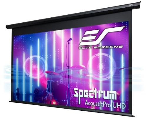 Elite Screens Acoustically Sound Transparent Spectrum Electric AcousticPro UHD,105-INCH Motorized Projector Screen Swift-RC1 Remote Kit Moiré-Free Perforated Weave Home Cinema, ELECTRIC105H2-AUHD