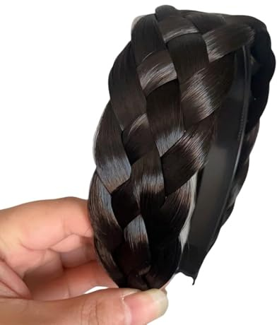 Geflochtenes Haarband mit breitem Rand, Wide 2 Strands Fluffy Braids Wig Synthetic Hair Braided Headband High Elasticity Braids，Braided Hair Band Hairpiece for Girls Women