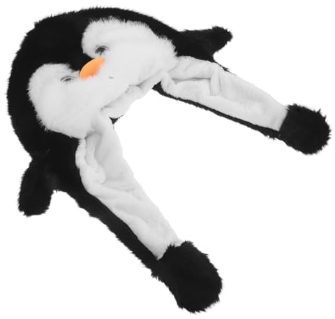 Veemoon Pinguin Plüschmütze mit Beweglichen Ohren Wintermütze mit Ohrenwärmer Weiche Kuschelmütze für Damen und Mädchen Tiermütze für Kalte Tage Karneval und Fotoshooting