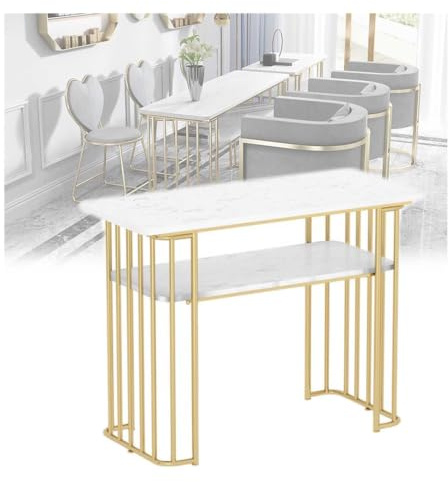 LVLDAWA Marmor Maniküretisch Nagelstudio Stauraum Gold(100x45x75cm)