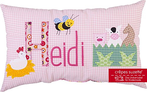 crepes suzette Namenskissen, Kissen mit Wunschnamen, Kissen mit Namen, Geburtsgeschenk, Babykissen, Geschenk Geburt Mädchen, Geschenk Bauernhof
