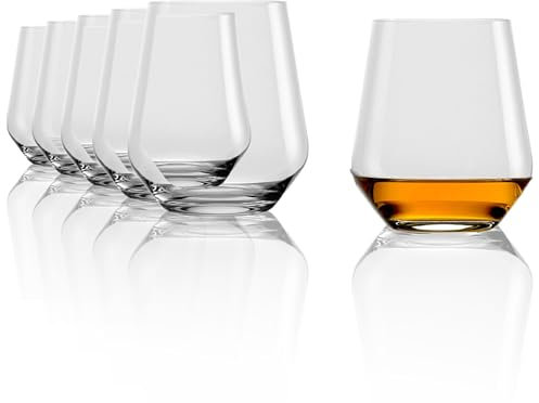 Stölzle Lausitz Vasos de Whisky Quatrophil D.O.F. Set de 6, 470ml – Vasos de Whisky de Diseño Atemporal – Tumbler de Cristal sin Plomo – Resistente y Apto para Lavavajillas