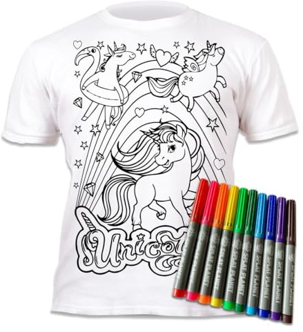 Splat Planet Einhorn-T-Shirt, magisches zum Ausmalen mit 10 ungiftigen, waschbaren Zauberstiften – Färben Sie Ihr T-Shirt, färben & waschen (9-11 Years)