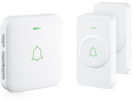 AVANTEK Wireless Door Bell, CW-21 Mini Waterproof Wireless Doorbell Operating at Over 1000 Feet, 2 Remote Buttons Can Have Different Tones, 52 Melodies, CD Quality Sound and LED Flash