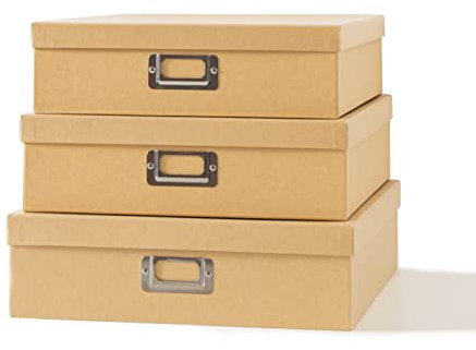 Soul & Lane - Kraft Storage Boxes with Lids, Set of 3, Just the Basics
